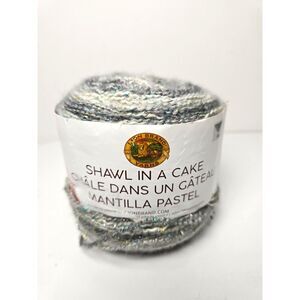 Lion Brand Mantilla Yarn Pastel Gray Sparkle OM Opal Shawl in a Cake 481 Yds.